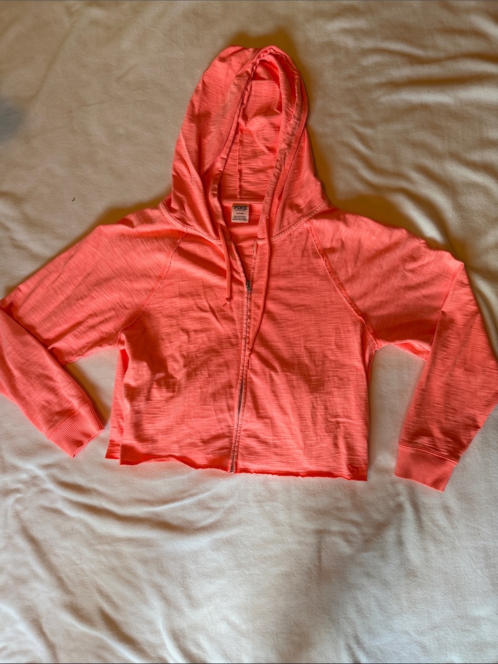 Women’s ' Lightweight Neon Coral Zip Hoodie Jacket